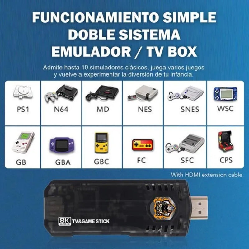 GAME BOX 8K Emulador de Juegos y Android TV 2 en 1