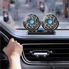 Doble ventilador para interior de coche potente y giratorio 360°.