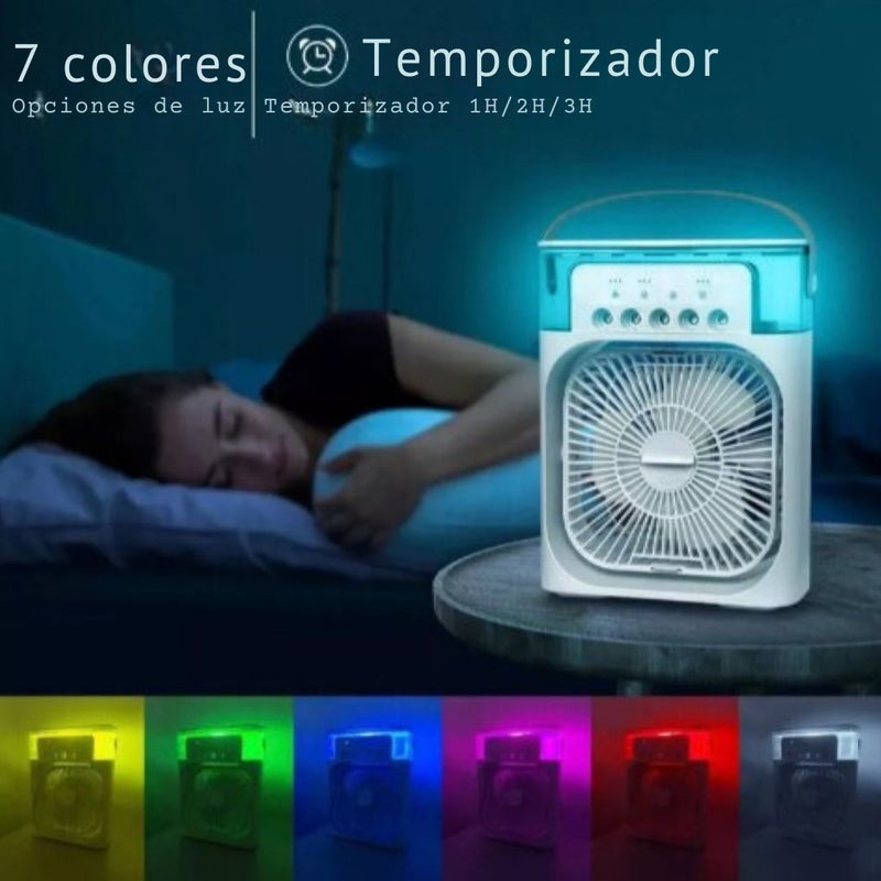 Ventilador humidificador con luz LED CoolAir 3 en 1